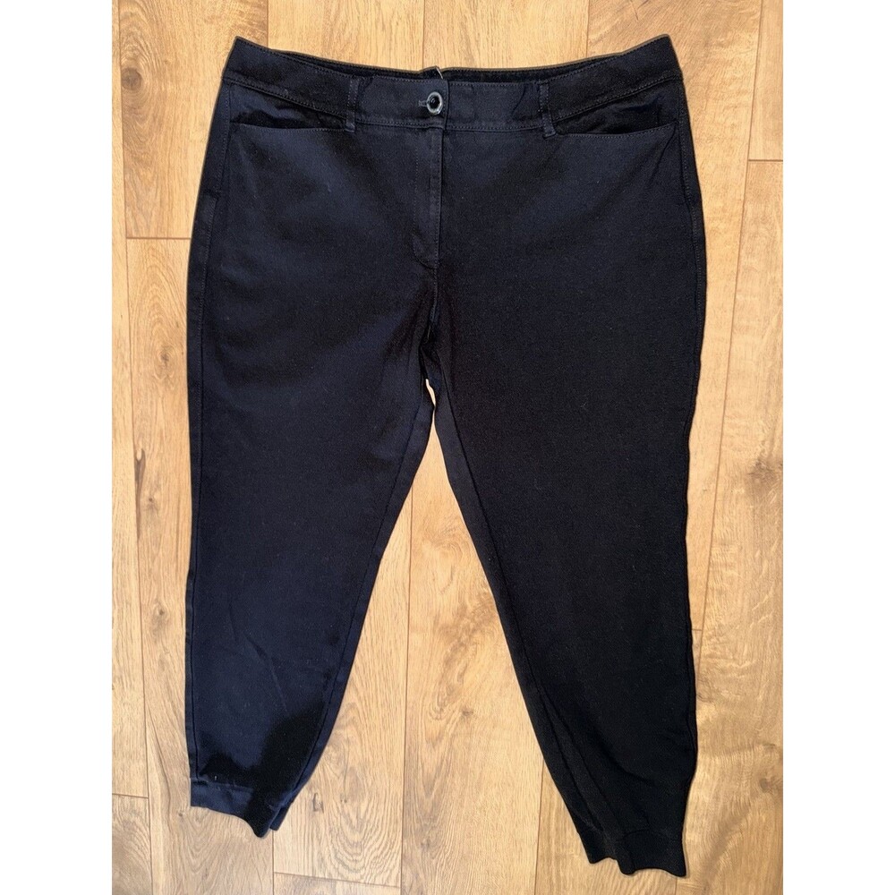 White House Black Market Knit Jogger Style Pant Black Tapered Hem Size 12R